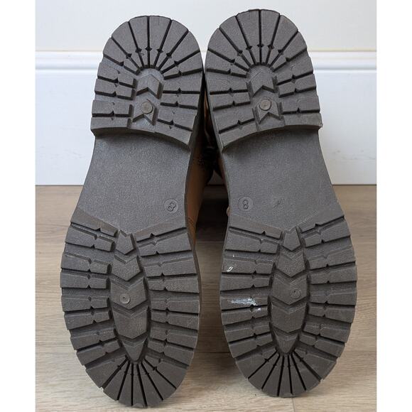 NEW Cherokee Womens Tall Boots 8 Brown Slouchy Knit Cuff Zip Buckle Lug Sole - Picture 11 of 12